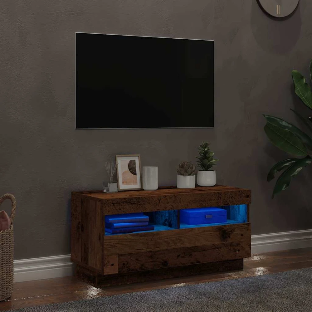 TV staliukas Televizoriaus spintelė su LED, medienos, 80x35x40cm, mediena