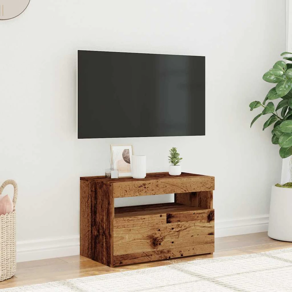 TV staliukas Televizoriaus spintelė su LED, medienos, 60x35x40cm, mediena