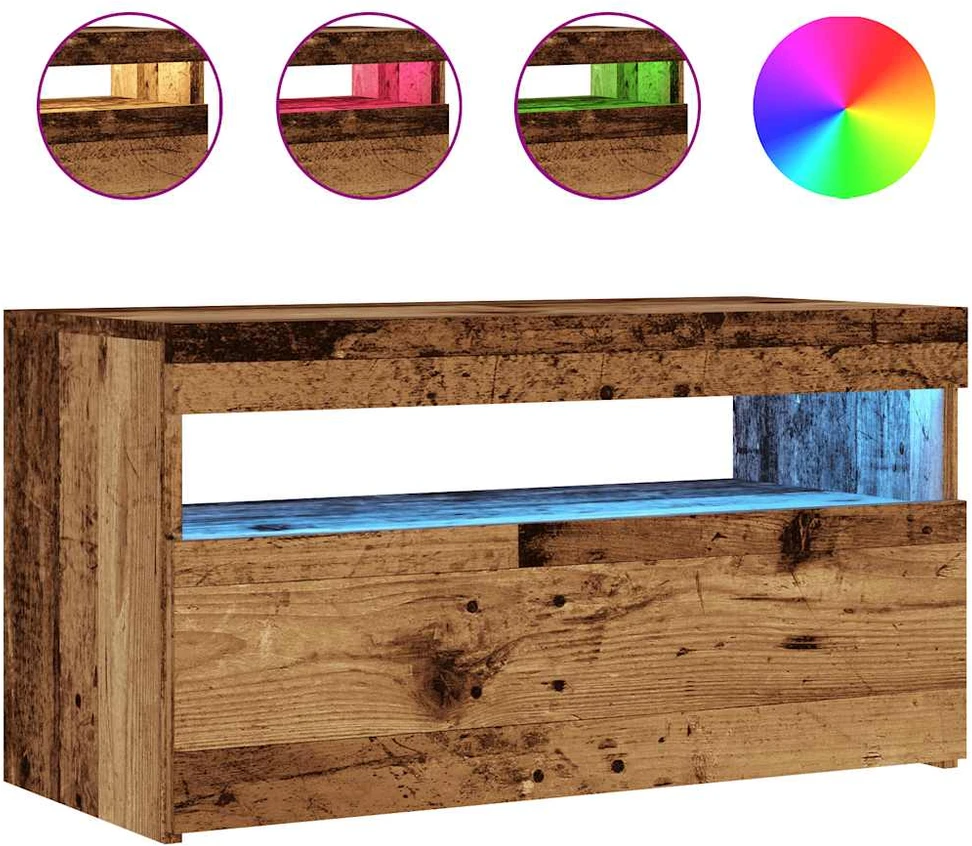 TV staliukas Televizoriaus spintelė su LED, medienos, 75x35x40cm, mediena
