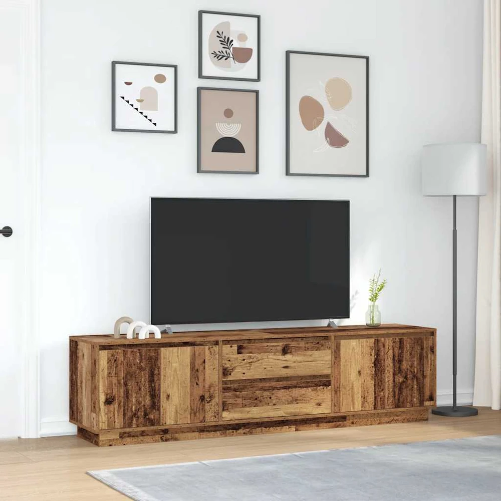 TV staliukas Televizoriaus spintelė su LED, medienos, 193,5x41x50 cm