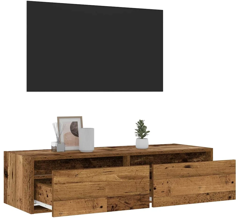 TV staliukas Televizoriaus spintelė su LED, medienos, 100X35,5x25 cm