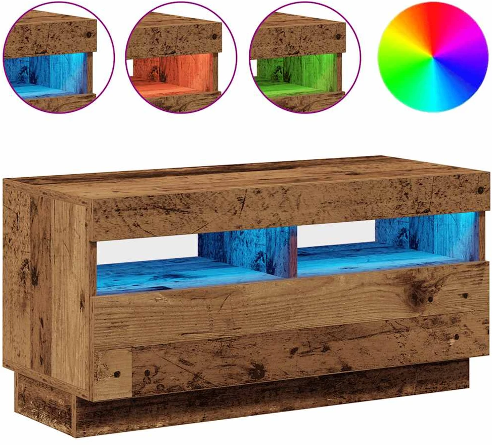 TV staliukas Televizoriaus spintelė su LED, medienos, 80x35x40cm, mediena