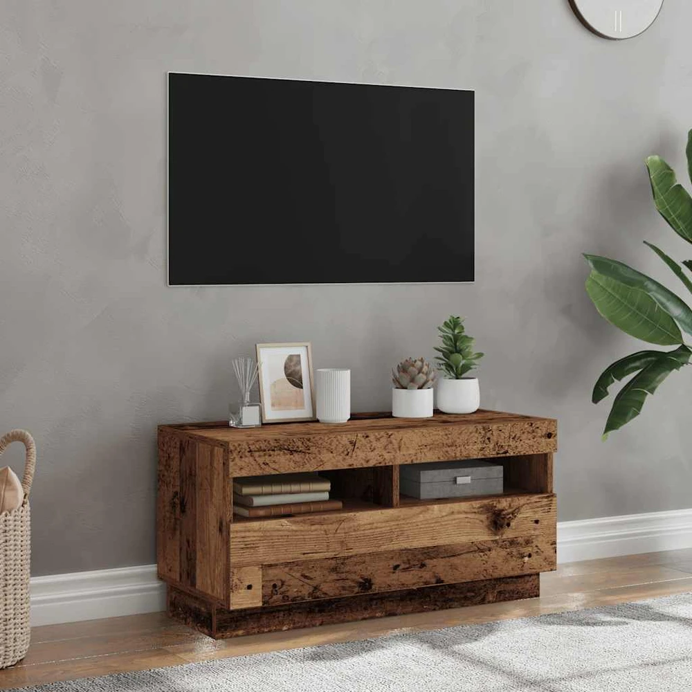 TV staliukas Televizoriaus spintelė su LED, medienos, 80x35x40cm, mediena