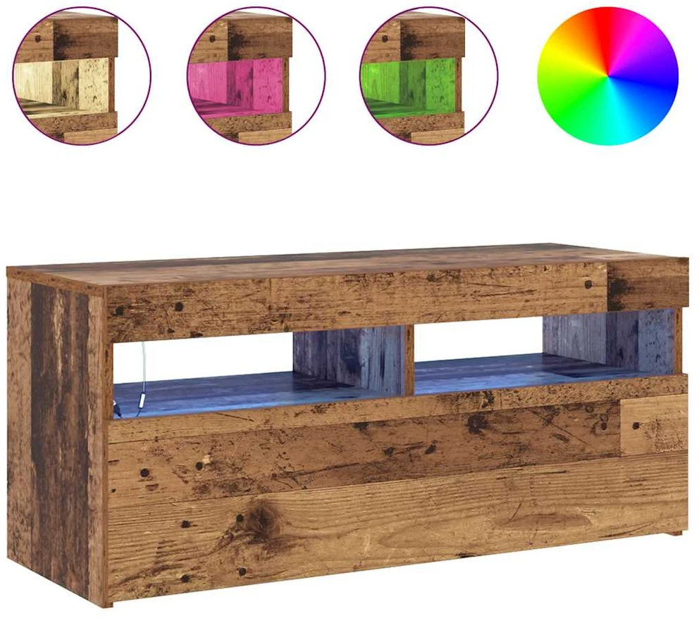TV staliukas Televizoriaus spintelė su LED, medienos, 90x35x40cm, mediena