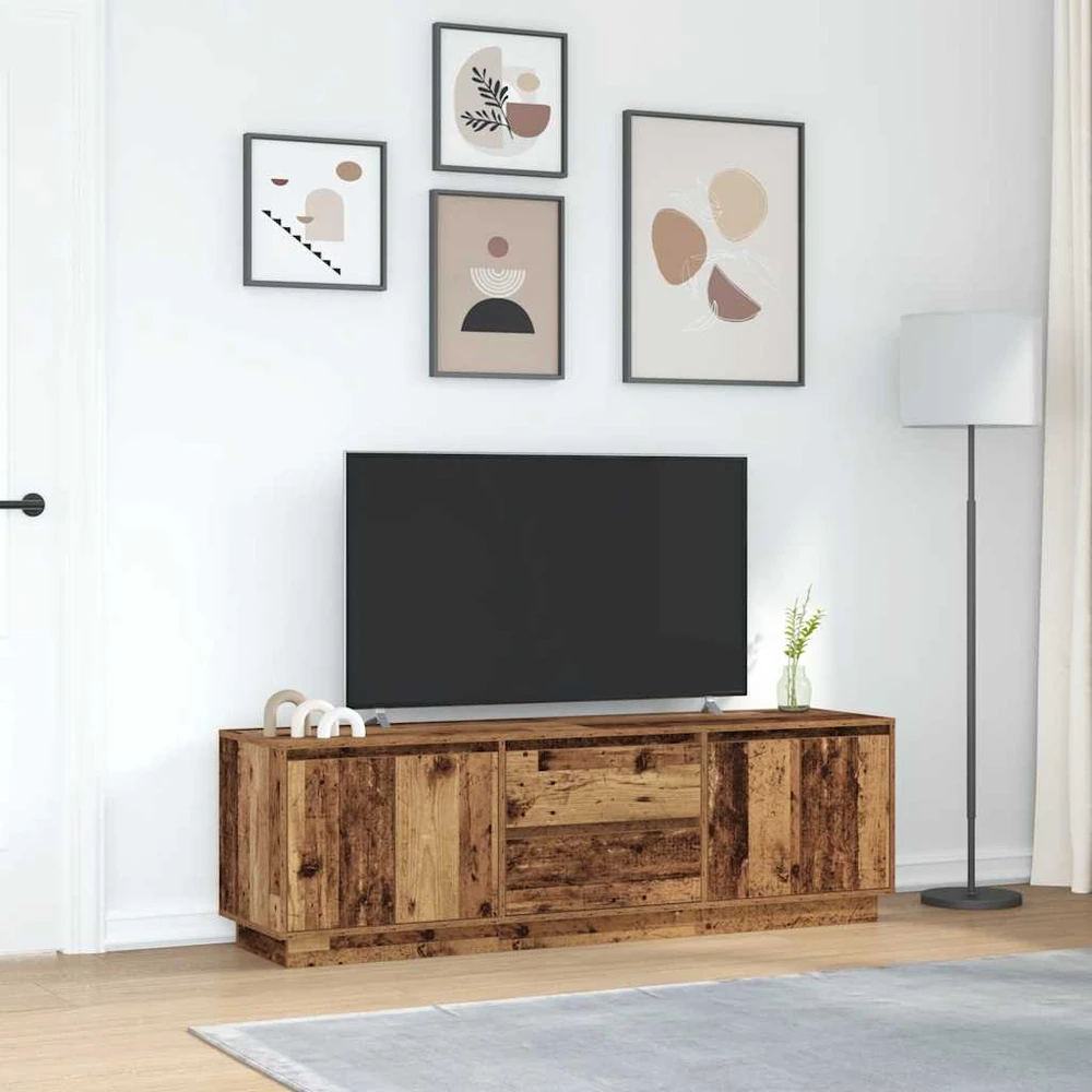 TV staliukas Televizoriaus spintelė su LED, medienos, 160,5x41x50 cm