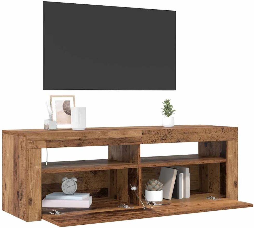 TV staliukas Televizoriaus spintelė su LED, medienos, 120x35x40cm, mediena