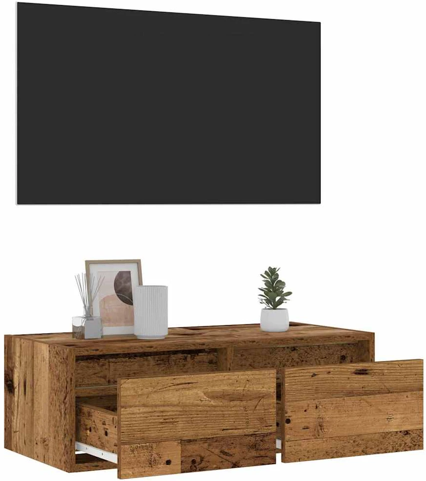 TV staliukas Televizoriaus spintelė su LED, medienos, 75x35,5x25 cm