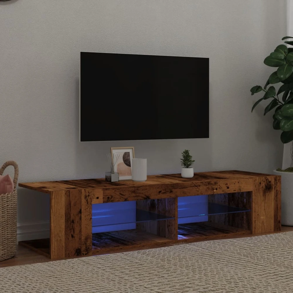 TV staliukas Televizoriaus spintelė su LED, medienos, 135x39x30cm, mediena