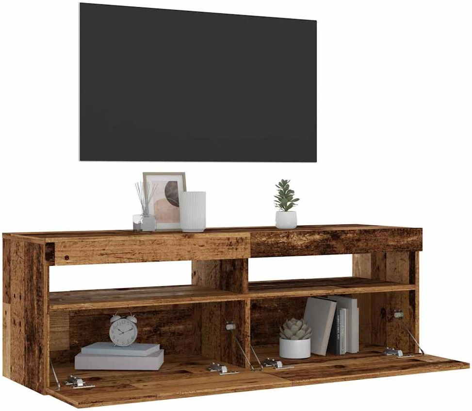 TV staliukas Televizoriaus spintelė su LED, medienos, 120x35x40cm, mediena
