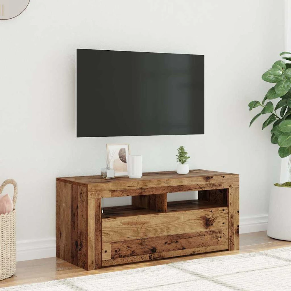 TV staliukas Televizoriaus spintelė su LED, medienos, 90x35x40cm, mediena
