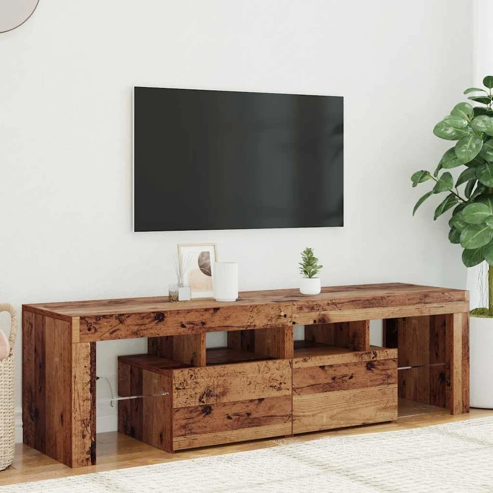 TV staliukas Televizoriaus spintelė su LED, medienos, 140x36,5x40cm, mediena