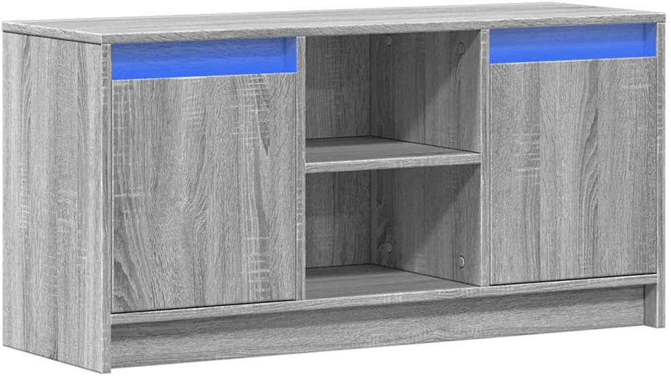 TV staliukas Televizoriaus spintelė su LED, pilka, 100x34x50cm, mediena
