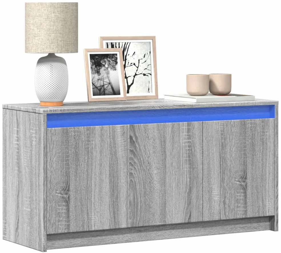 TV staliukas Televizoriaus spintelė su LED, pilka, 100x34x50cm, mediena