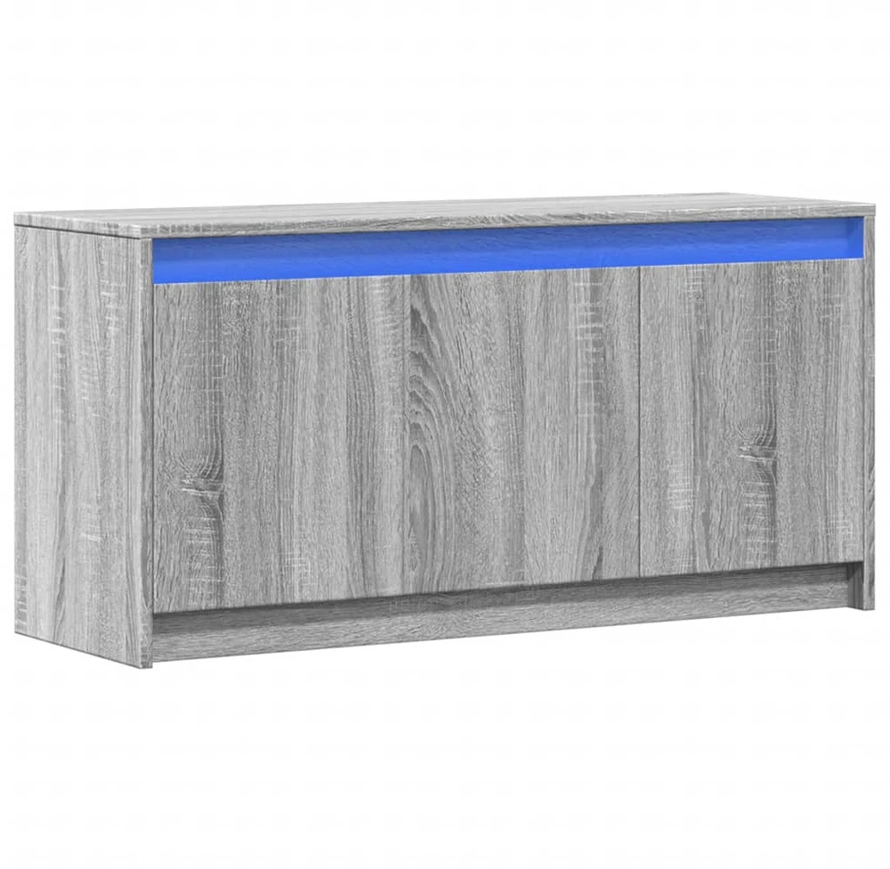 TV staliukas Televizoriaus spintelė su LED, pilka, 100x34x50cm, mediena