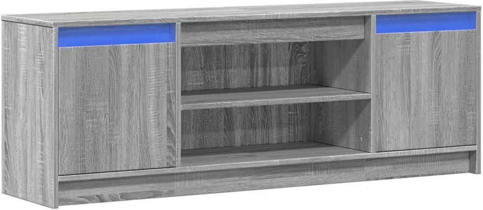 TV staliukas Televizoriaus spintelė su LED, pilka, 139,5x34x50cm, mediena