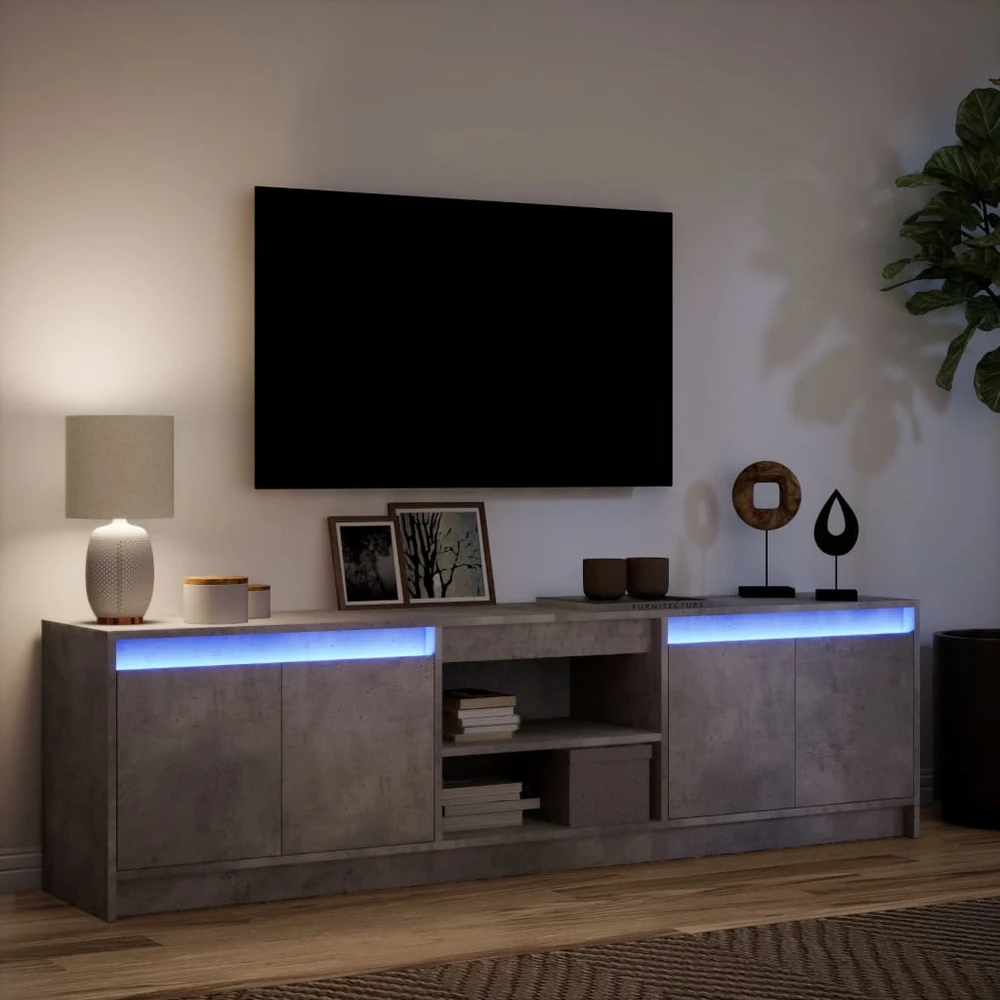 TV staliukas Televizoriaus spintelė su LED, pilka, 180x34x50cm, mediena