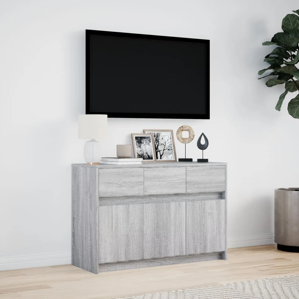 TV staliukas Televizoriaus spintelė su LED, pilka, 91x34x61cm, mediena