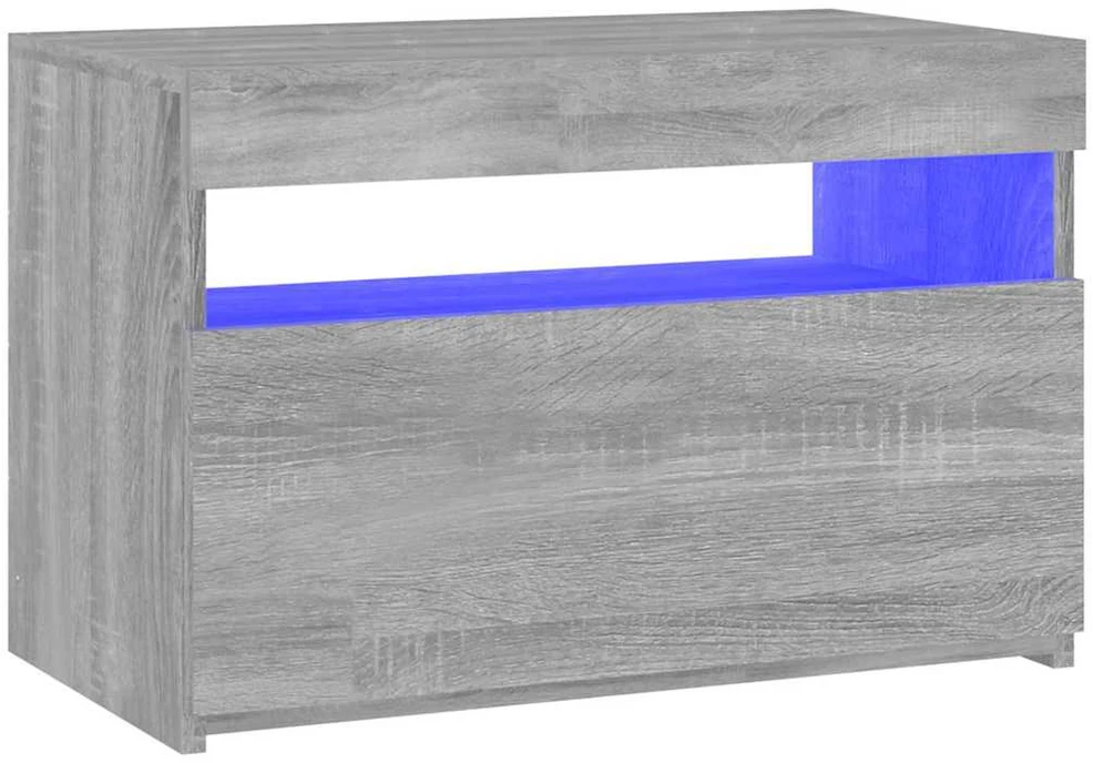 Televizoriaus spintelė su LED, pilka ąžuolo, 60x35x40cm