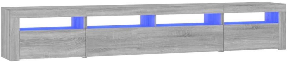 TV staliukas Televizoriaus spintelė su LED, pilka ąžuolo, 240x35x40cm
