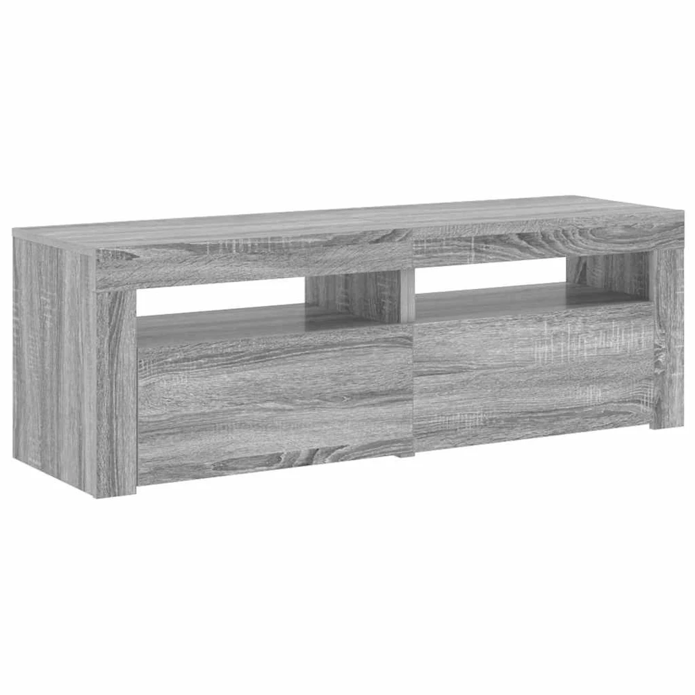 TV staliukas Televizoriaus spintelė su LED, pilka ąžuolo, 120x35x40cm