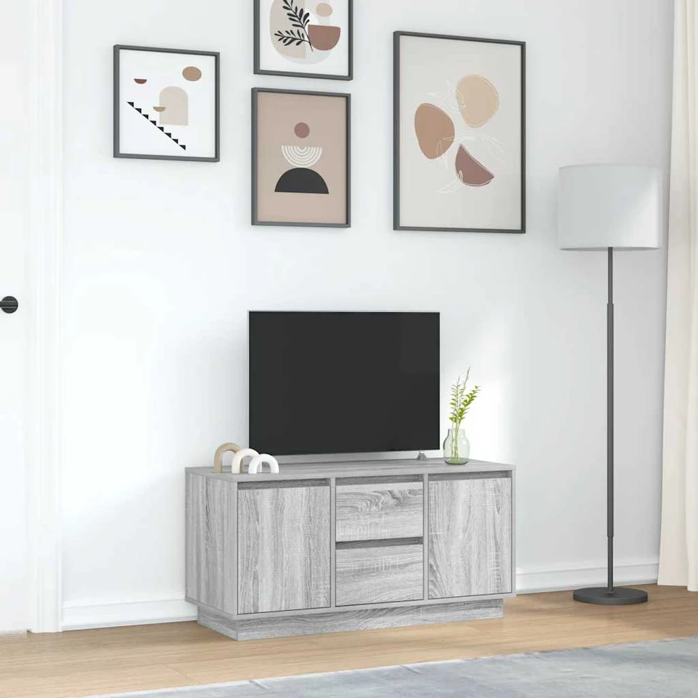 TV staliukas Televizoriaus spintelė su LED, pilka ąžuolo, 100x41x50 cm