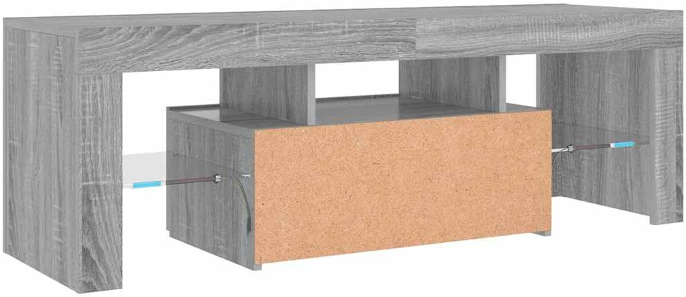 TV staliukas Televizoriaus spintelė su LED, pilka ąžuolo, 120x35x40cm