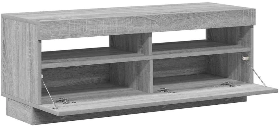 TV staliukas Televizoriaus spintelė su LED, pilka ąžuolo, 100x35x40cm