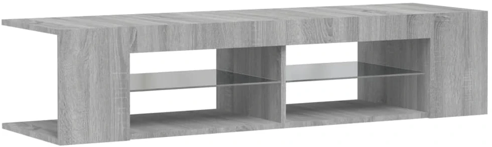 TV staliukas Televizoriaus spintelė su LED, pilka ąžuolo, 135x39x30cm