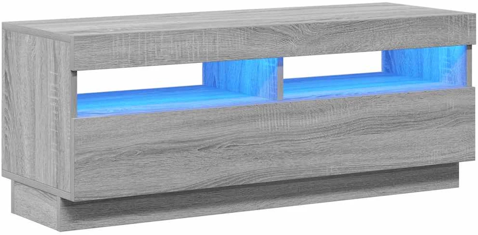 TV staliukas Televizoriaus spintelė su LED, pilka ąžuolo, 100x35x40cm