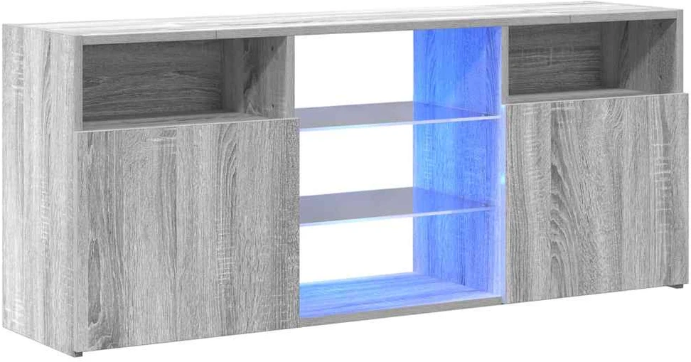 TV staliukas Televizoriaus spintelė su LED, pilka ąžuolo, 120x30x50cm