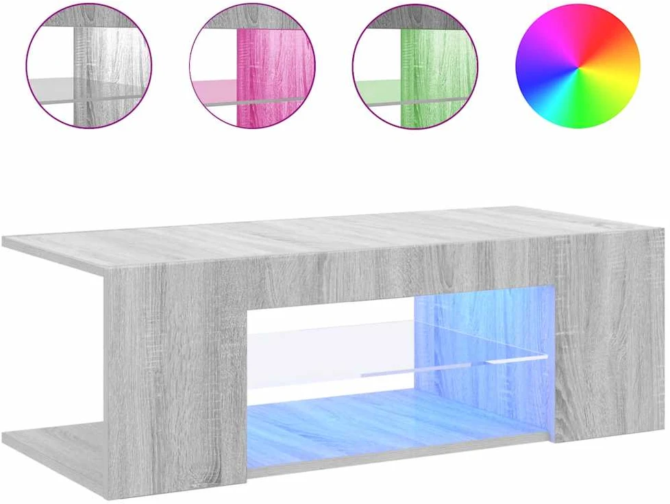 TV staliukas Televizoriaus spintelė su LED, pilka ąžuolo, 90x39x30cm