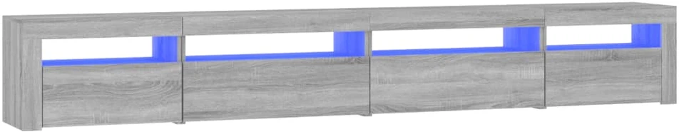 TV staliukas Televizoriaus spintelė su LED, pilka ąžuolo, 270x35x40cm