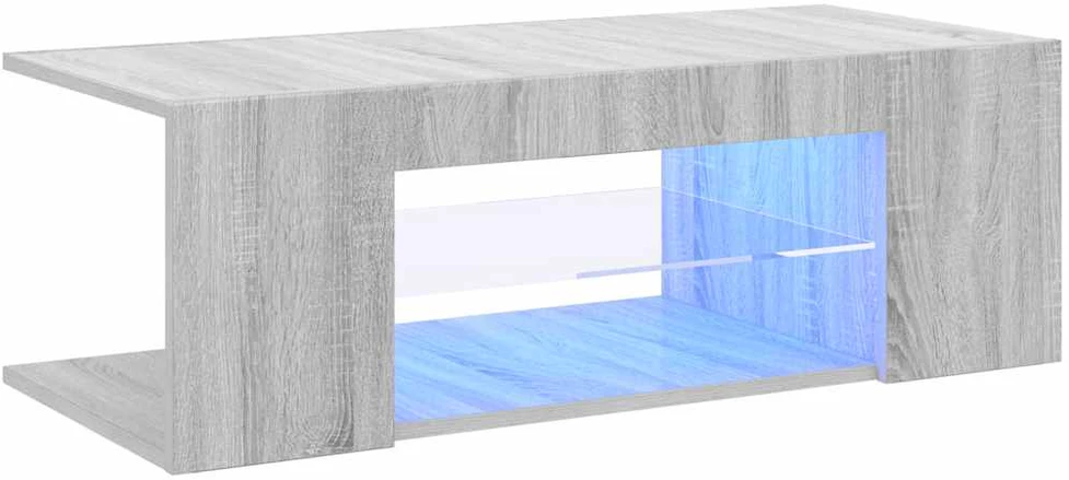 TV staliukas Televizoriaus spintelė su LED, pilka ąžuolo, 90x39x30cm