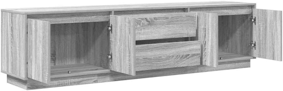 TV staliukas Televizoriaus spintelė su LED, pilka ąžuolo, 193,5x41x50 cm