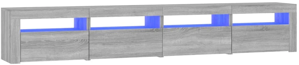 TV staliukas Televizoriaus spintelė su LED, pilka ąžuolo, 240x35x40cm