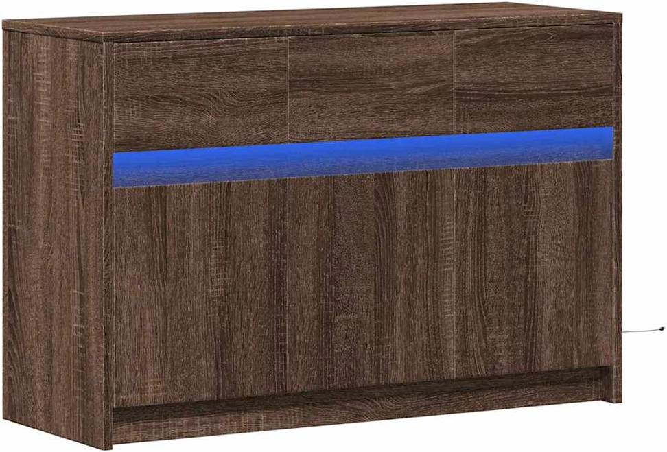 TV staliukas Televizoriaus spintelė su LED, ruda, 91x34x61cm, mediena