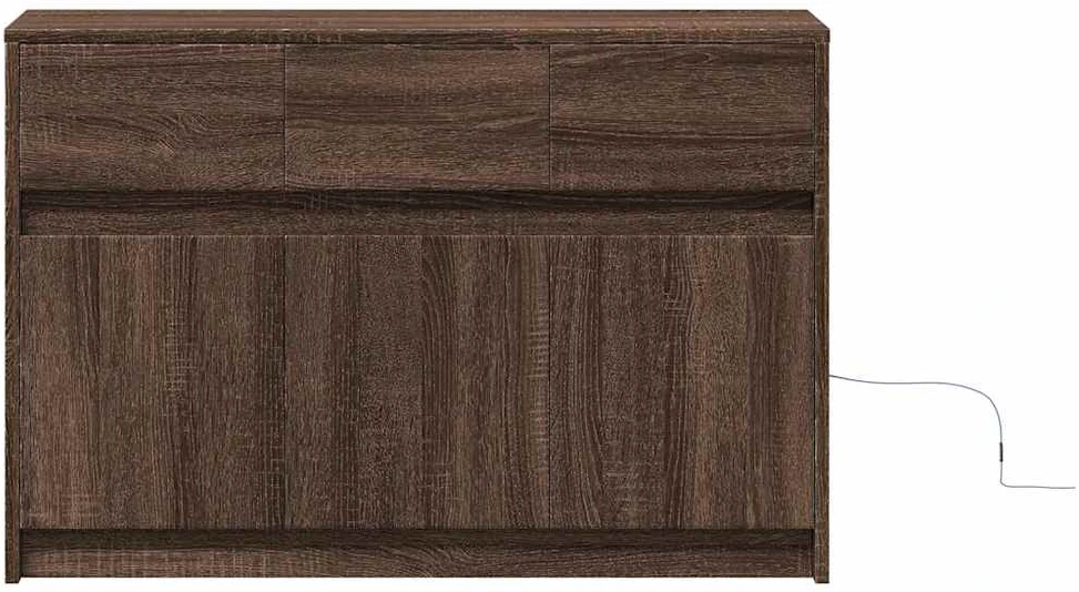 TV staliukas Televizoriaus spintelė su LED, ruda, 91x34x61cm, mediena
