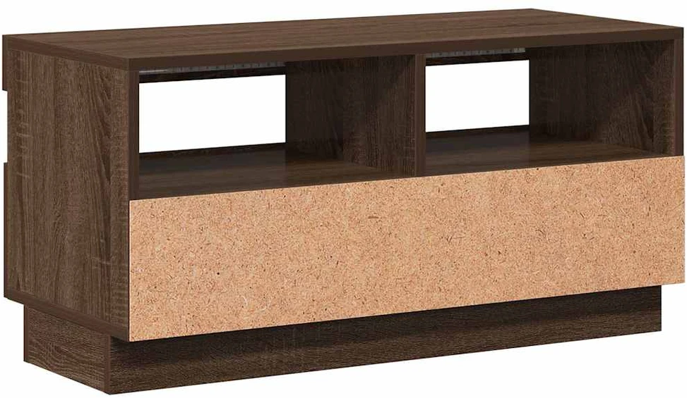 TV staliukas Televizoriaus spintelė su LED, ruda ąžuolo, 80x35x40cm