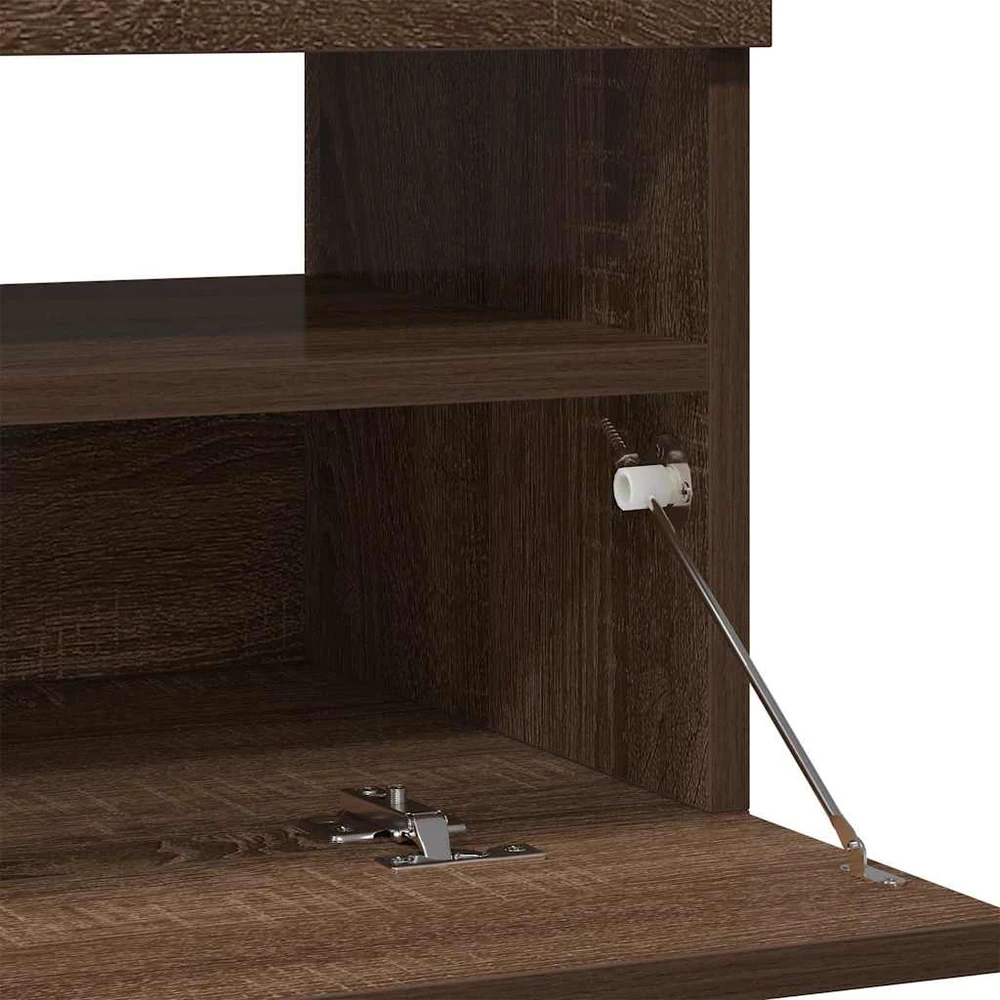 TV staliukas Televizoriaus spintelė su LED, ruda ąžuolo, 80x35x40cm