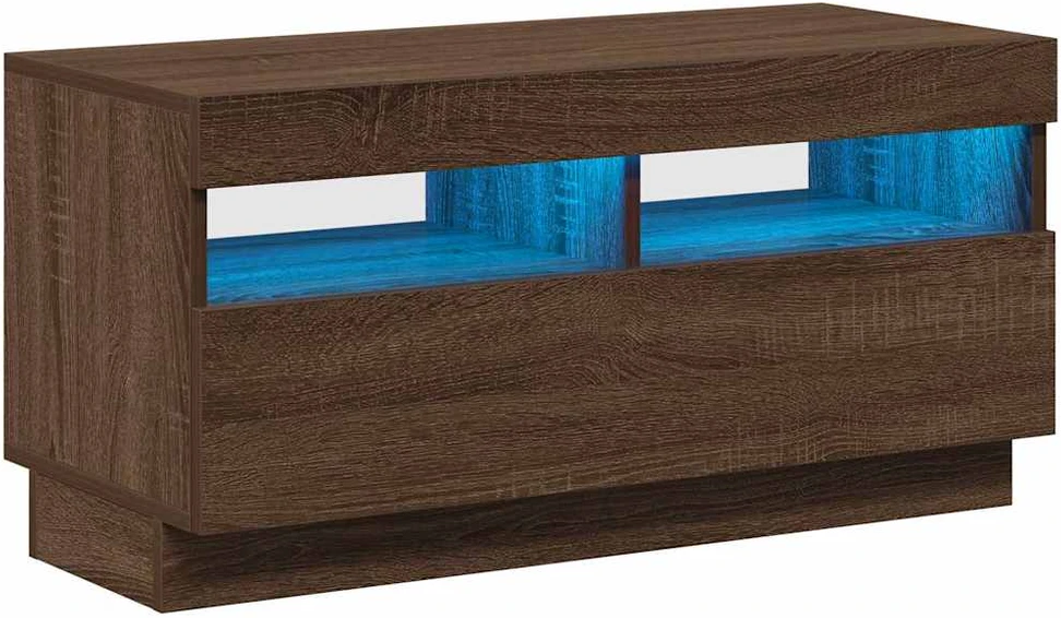 TV staliukas Televizoriaus spintelė su LED, ruda ąžuolo, 80x35x40cm