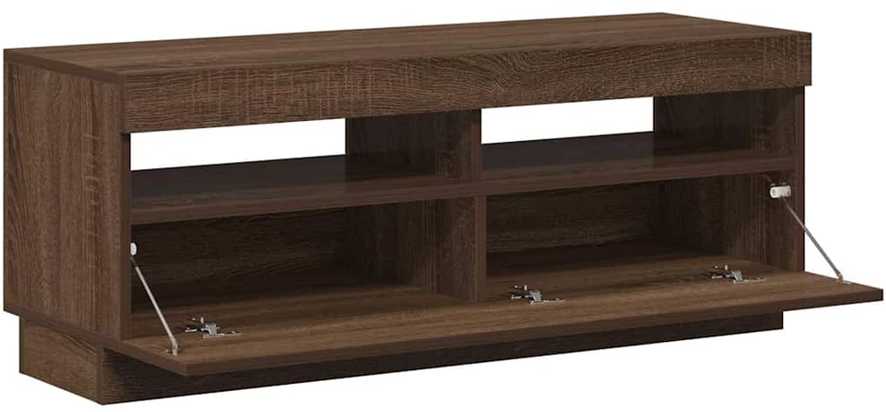 TV staliukas Televizoriaus spintelė su LED, ruda ąžuolo, 100x35x40cm