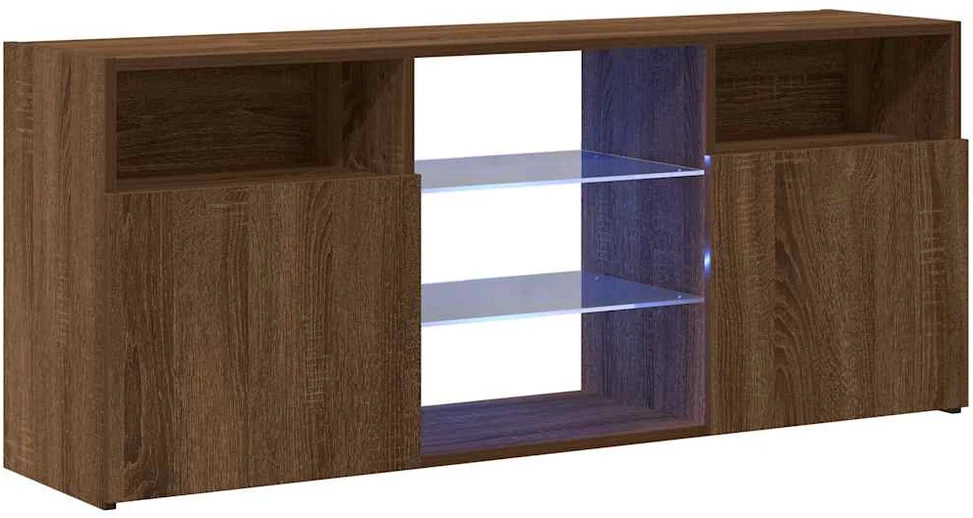 TV staliukas Televizoriaus spintelė su LED, ruda ąžuolo, 120x30x50cm