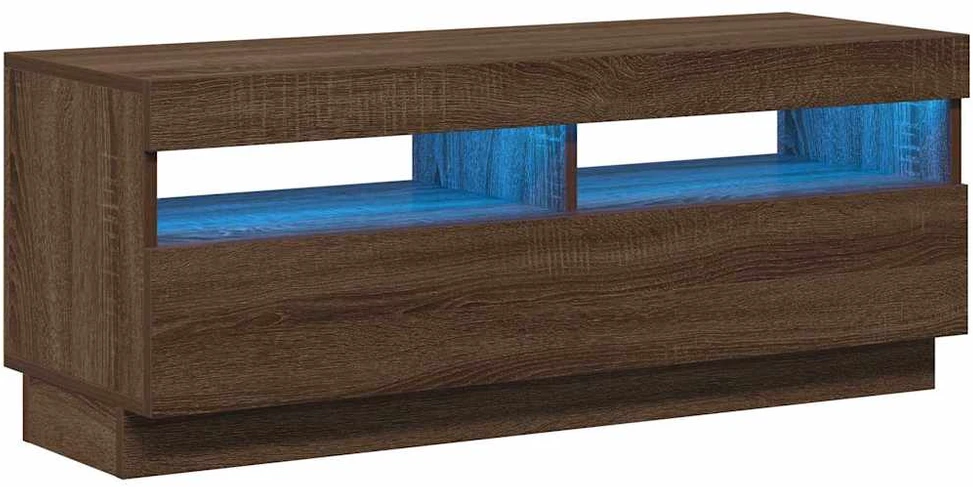 TV staliukas Televizoriaus spintelė su LED, ruda ąžuolo, 100x35x40cm
