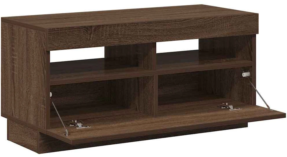 TV staliukas Televizoriaus spintelė su LED, ruda ąžuolo, 80x35x40cm