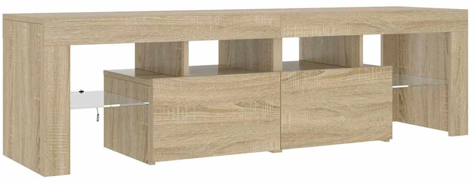 TV staliukas Televizoriaus spintelė su LED, sonoma ąžuolo, 140x36,5x40cm