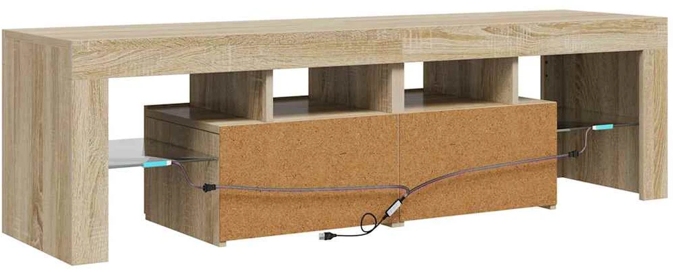 TV staliukas Televizoriaus spintelė su LED, sonoma ąžuolo, 140x36,5x40cm