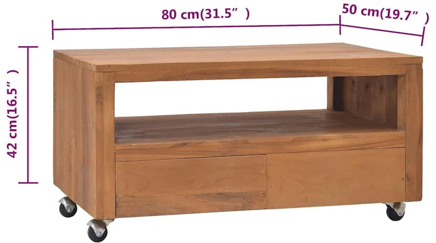 TV staliukas Televizoriaus spintelė su ratukais, 80x50x42cm, tikmedis
