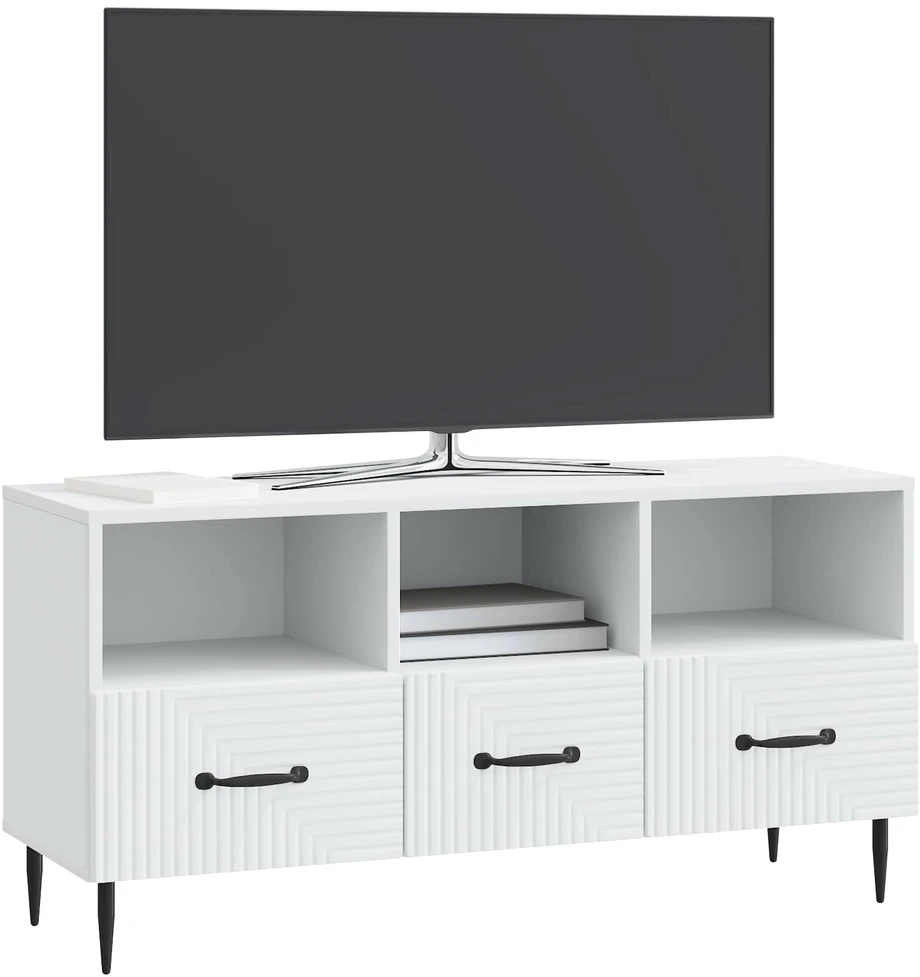 TV staliukas Televizoriaus spintelė su stalčių Balta 102 x 34,5 x 50 cm