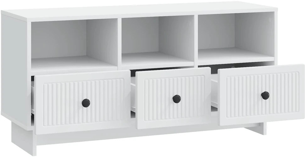 TV staliukas Televizoriaus spintelė su stalčių Balta 102 x 34,5 x 50 cm