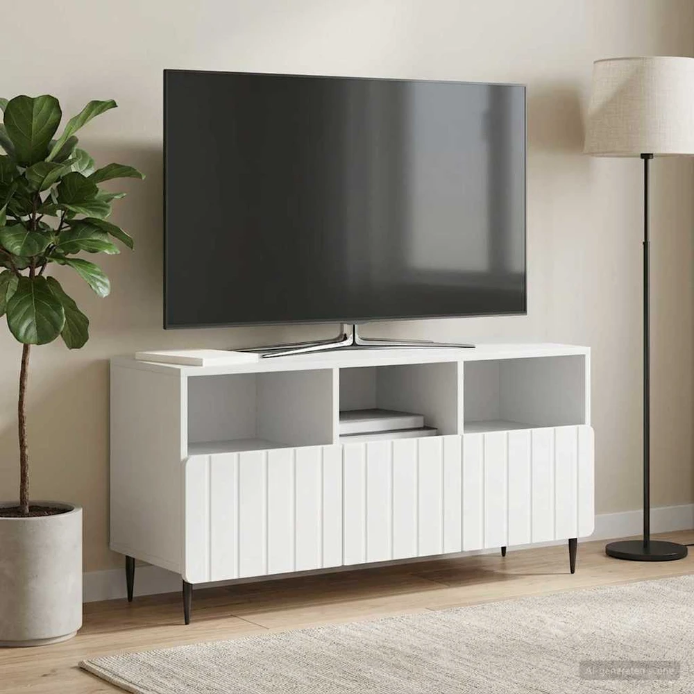 TV staliukas Televizoriaus spintelė su stalčių Balta 102 x 34,5 x 50 cm